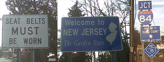 New York-NJ State line Signs on CR 15/NJ SH 23